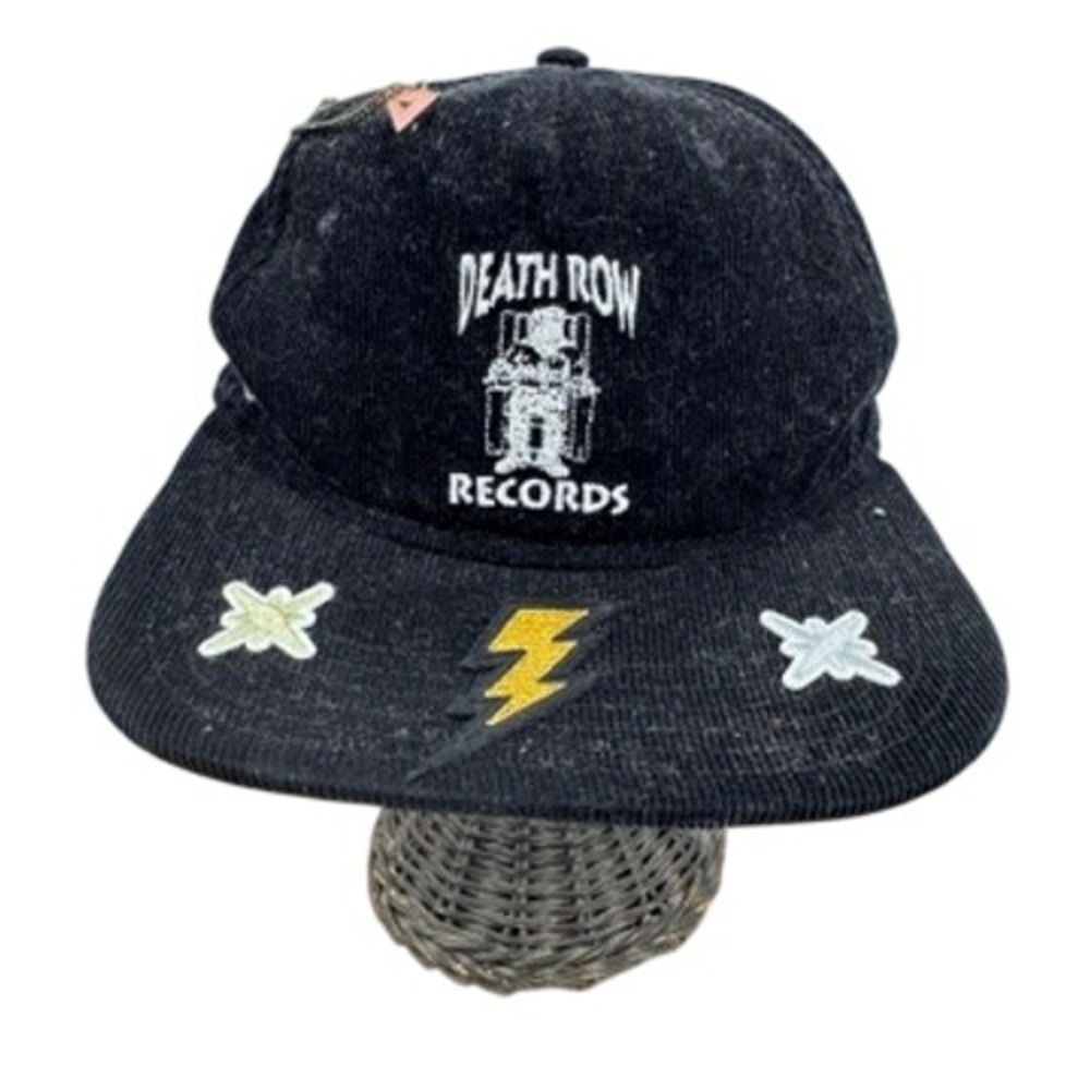 Death Row Records corduroy Snapback‎ Hat Mens OSFM Black Lightning Bolt Hip Hop